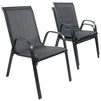 VCM Gartenstuhl 2er Set anthrazit Textilene B/H/L: ca. 56x89x73 cm Gartenstuhl 2er Set Sonlas - anthrazit (73,00/56,00/89,00cm) - VCM