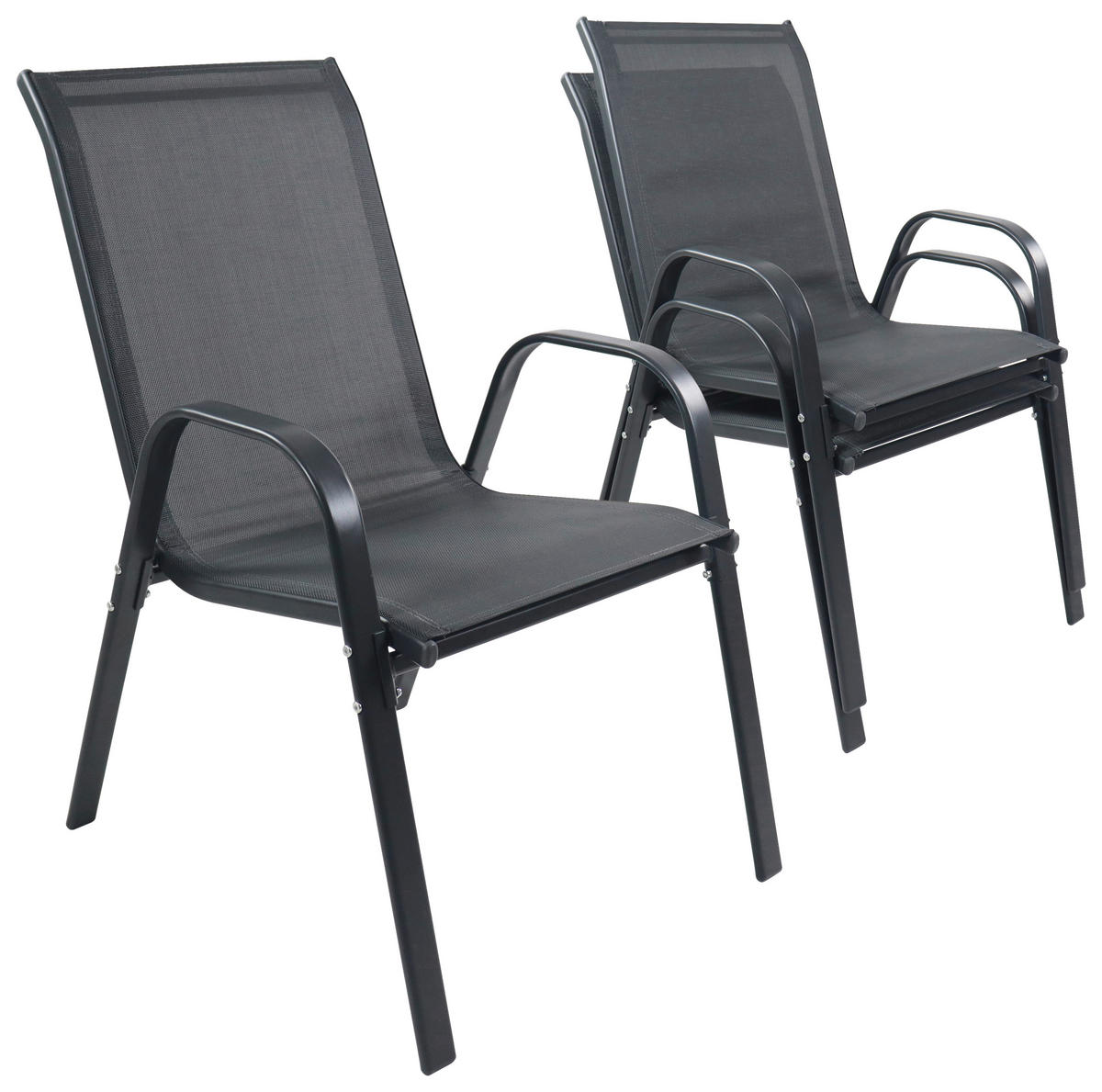VCM Gartenstuhl 2er Set anthrazit Textilene B/H/L: ca. 56x89x73 cm Gartenstuhl 2er Set Sonlas - anthrazit (73,00/56,00/89,00cm) - VCM