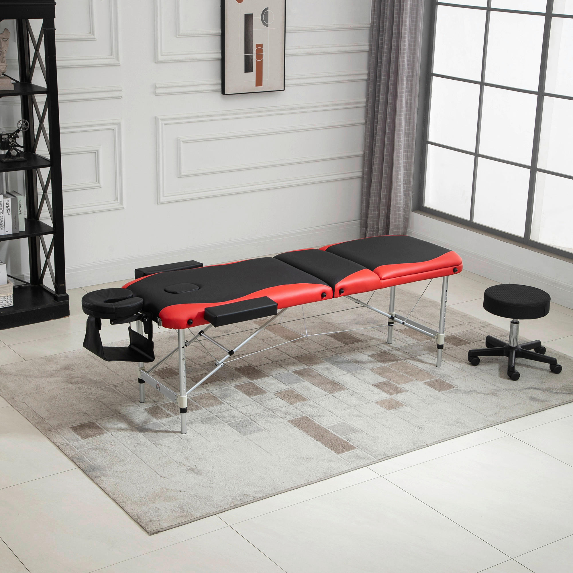 HOMCOM Massageliege rot PVC B/H/L: ca. 60x215x84 cm Massageliege - rot/schwarz (84,00/60,00/215,00cm) - HOMCOM
