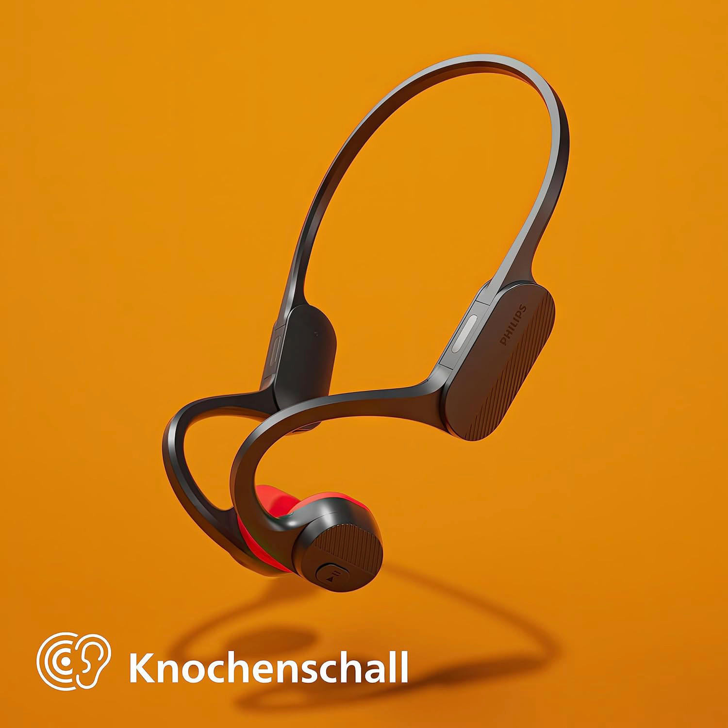 Philips Kopfhörer mit Mikrofon rot schwarz B/H/L: ca. 17,6x6,5x18,1 cm Open-Ear-Sportkopfhörer_kabellos - rot/schwarz (18,10/17,60/6,50cm) - Philips