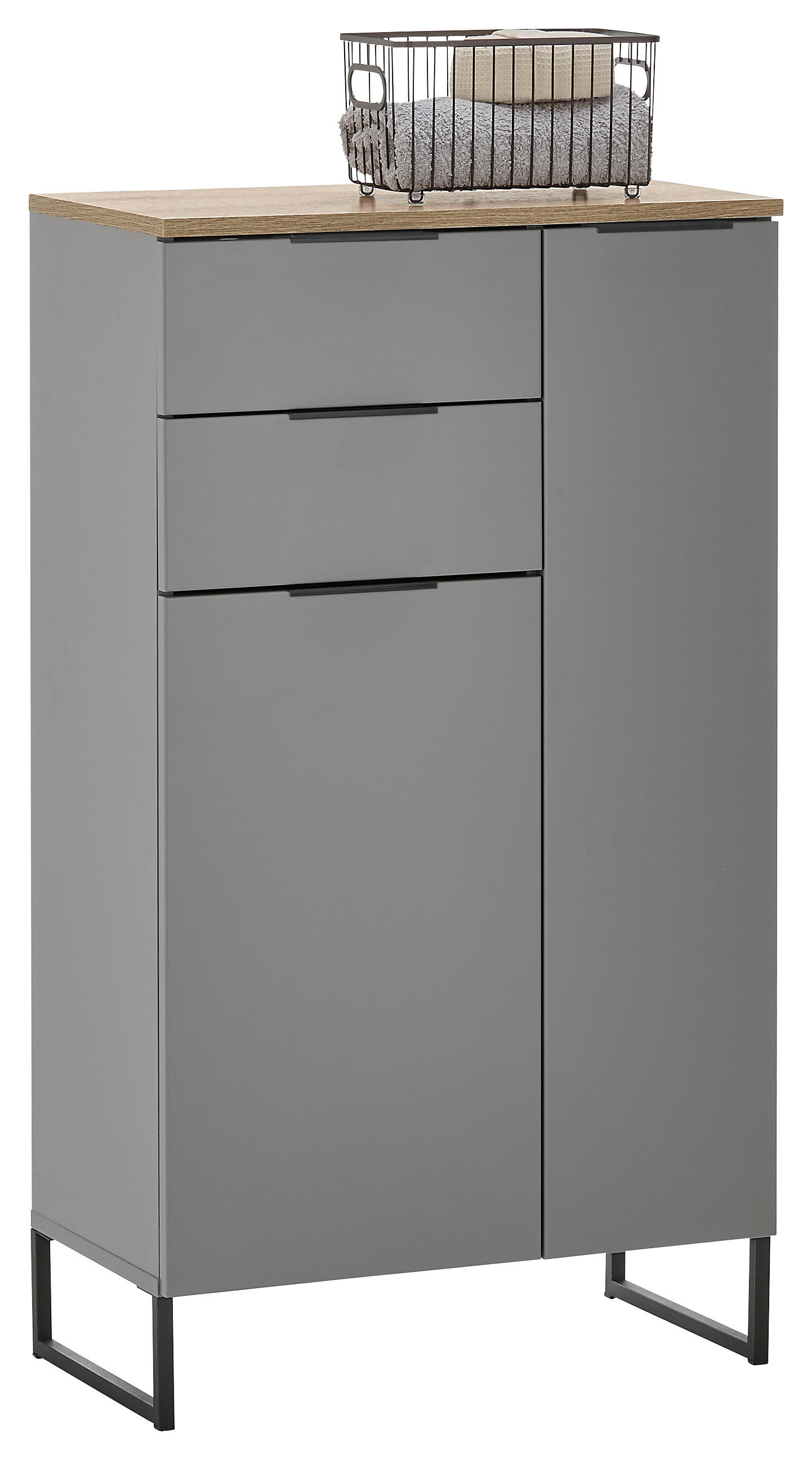 Midischrank Denver grau matt Eiche Evoke Coast Nachbildung B/H/T: ca. 60x106x32 cm Denver - Eiche/grau (60,00/106,00/32,00cm)