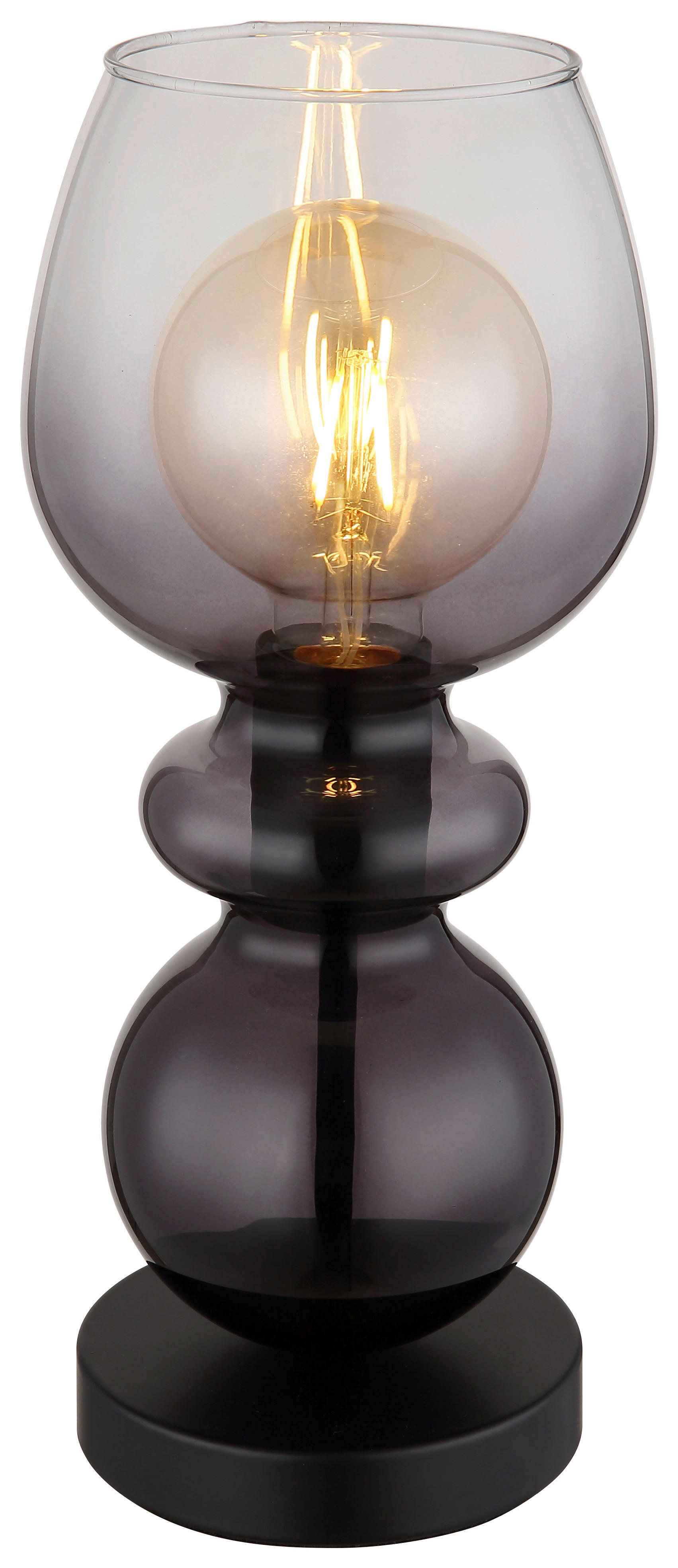 GLOBO Tischleuchte CLARITY 15174T schwarz Rauch Metall H/D: ca. 34,4x15 cm E27 1 Brennstellen CLARITY - schwarz/Rauch (15,00/34,40cm) - GLOBO