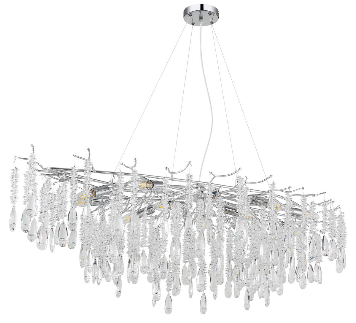 GLOBO Luster klar silber Glas Metall B/H/L: ca. 60x120x150 cm E14 14 Brennstellen Kinga - klar/silber (150,00/60,00/120,00cm) - GLOBO