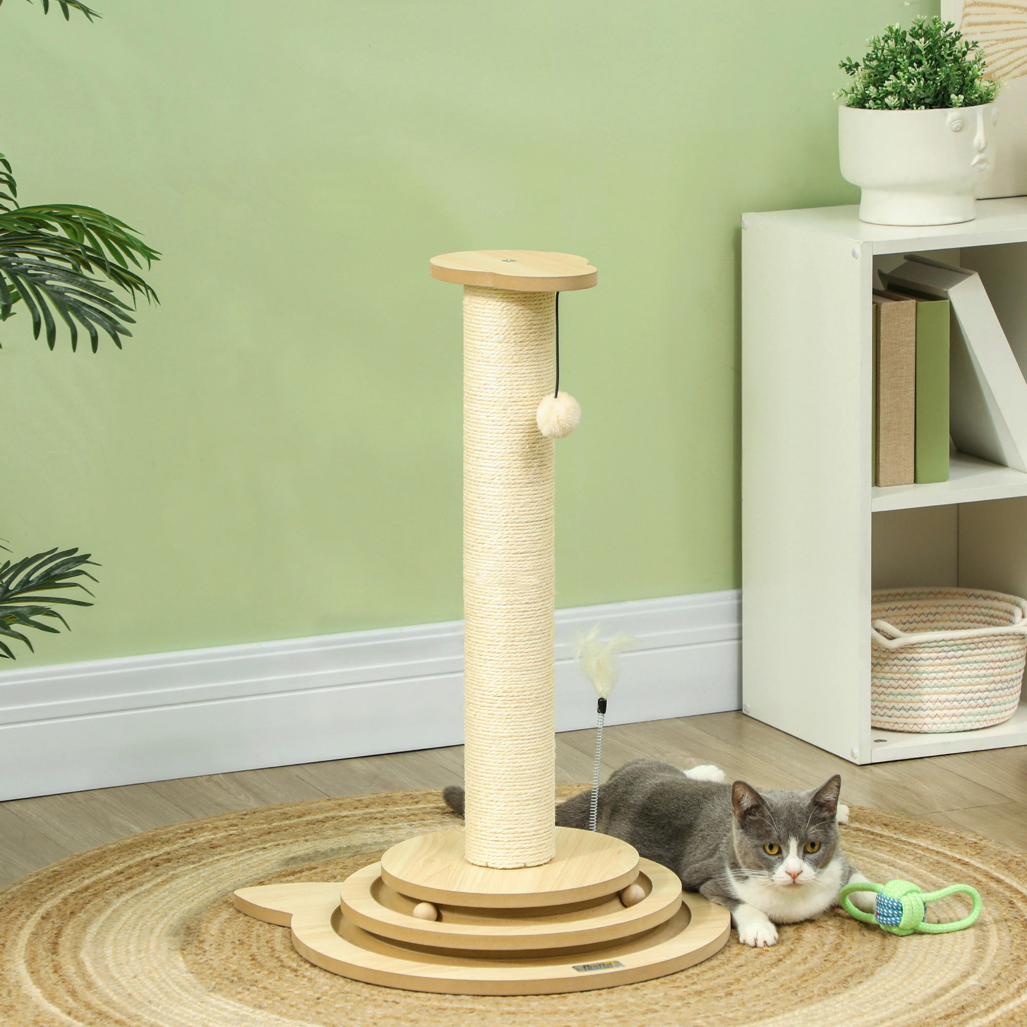 PawHut Kratzstamm Eiche Sisal B/H/L: ca. 45x69x45 cm Kratzstamm - Eiche (45,00/45,00/69,00cm) - PawHut