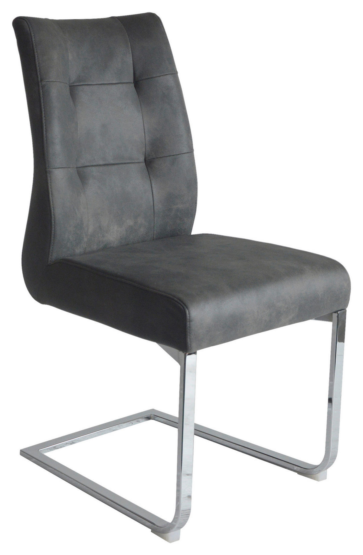 Schwingstuhl MARLEN-XXL  2er-Set anthrazit Vintage Chrom Stoff Metall B/H/T: ca. 72x96x80 cm MARLEN-XXL  2er-Set - Chrom/anthrazit (72,00/96,00/80,00cm) - byLIVING