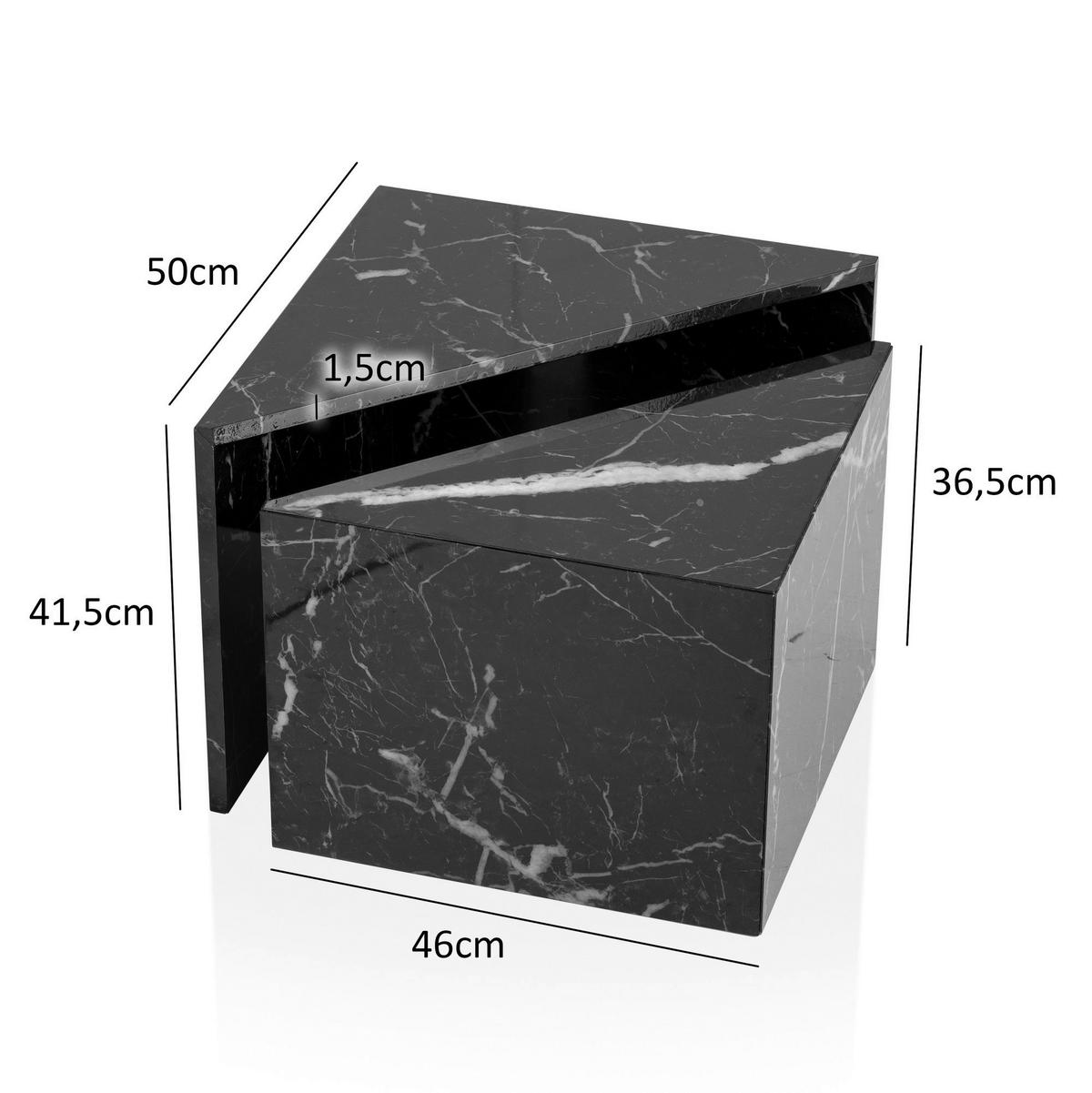 Couchtisch schwarz Marmor Optik B/H/T: ca. 50x42x50 cm Couchtisch - schwarz (50,00/42,00/50,00cm) - Wohnling