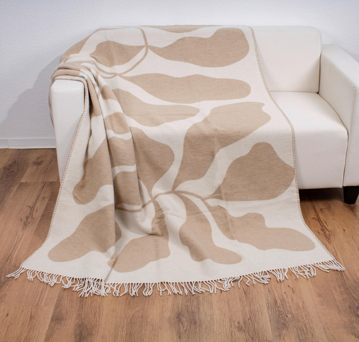 Wohndecke Sommerdecke_m.Fransen creme - creme (150,00/200,00cm)