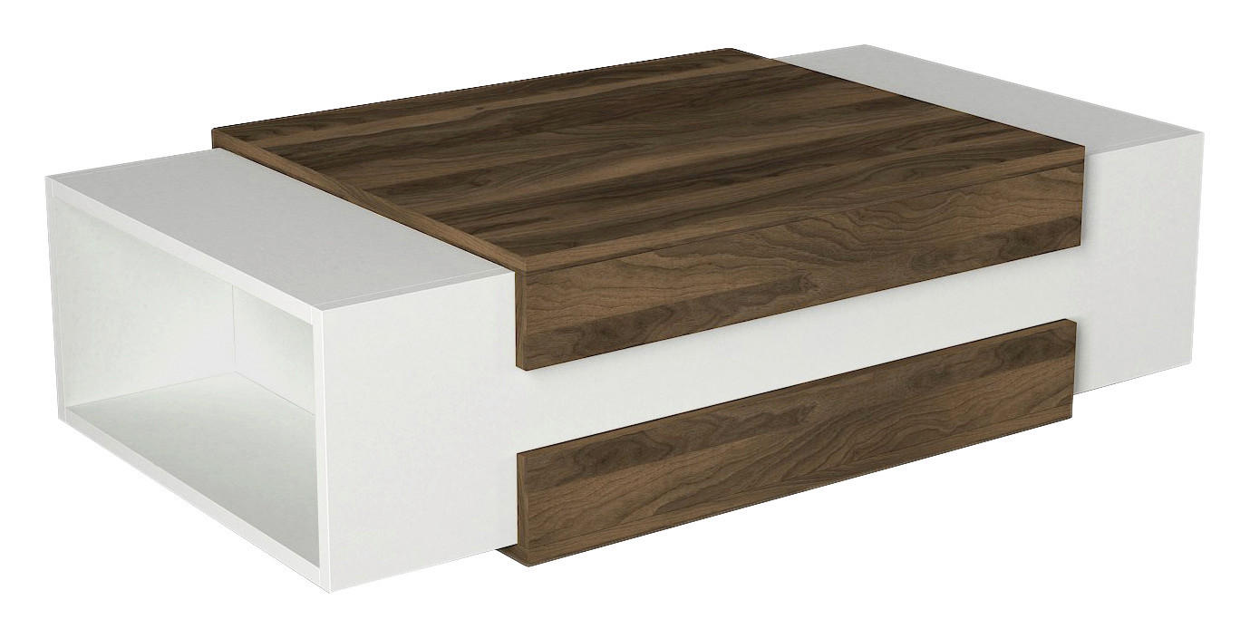 Couchtisch Nora weiß walnuss Nachbildung B/H/T: ca. 110x31x60 cm Nora - weiß/walnuss (110,00/31,00/60,00cm) - moebel17