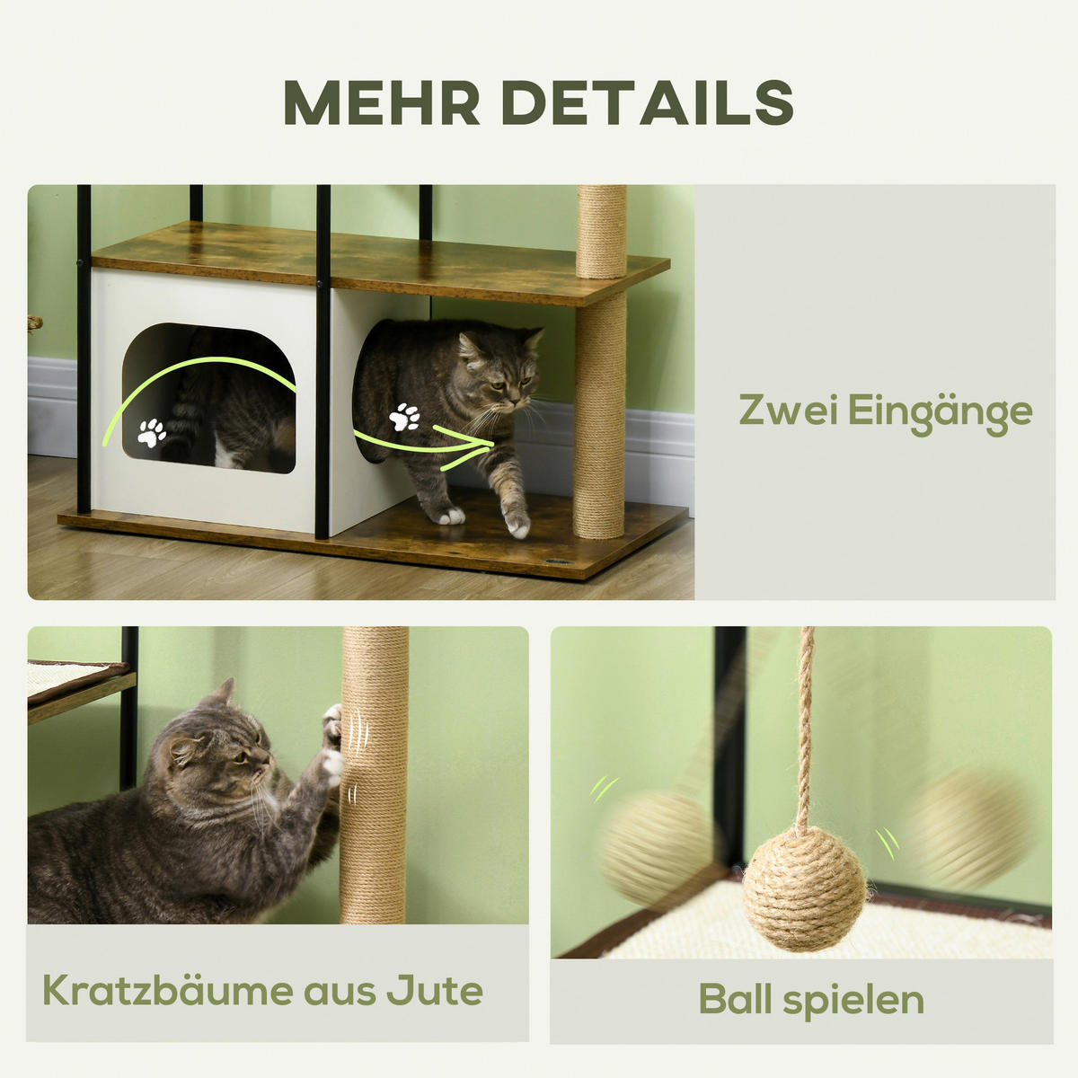 PawHut Kratzbaum braun Spanplatte B/H/L: ca. 40x118,5x80 cm Kratzbaum - braun (80,00/40,00/118,50cm) - PawHut