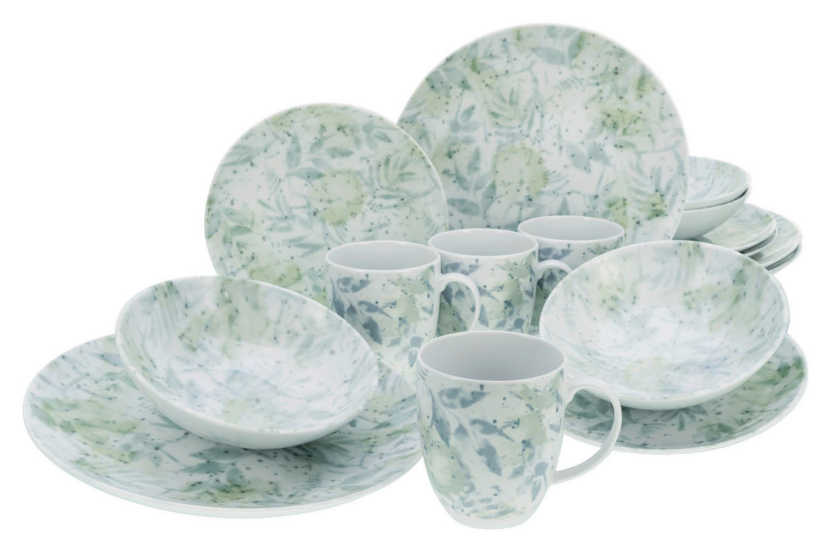 CreaTable Kombiservice Tropical - Serie Home multicolor Porzellan 16 tlg. Tropical - Serie Home - multicolor - CreaTable