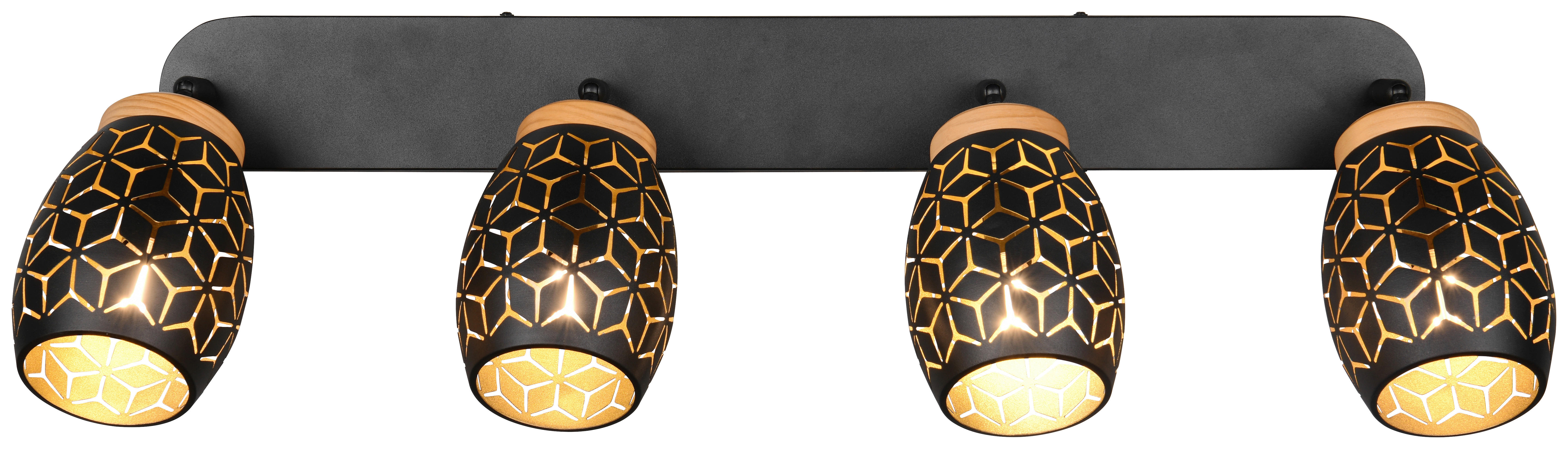 Reality Leuchten Spots schwarz gold Metall B/H/L: ca. 74x27x12 cm E14 4 Brennstellen Spot_Bidar 4 - gold/schwarz (12,00/74,00/27,00cm) - Reality Leuchten