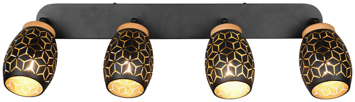 Reality Leuchten Spots schwarz gold Metall B/H/L: ca. 74x27x12 cm E14 4 Brennstellen Spot_Bidar 4 - gold/schwarz (12,00/74,00/27,00cm) - Reality Leuchten