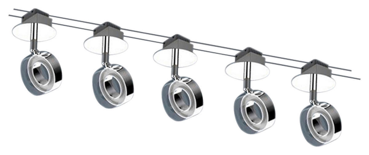 Näve Leuchten LED-Leuchten 1251042 stahlfarbig Metall Kunststoff B/H/T: ca. 6x12x50 cm 5 Brennstellen Tony - stahlfarbig (6,00/12,00/50,00cm) - Näve Leuchten
