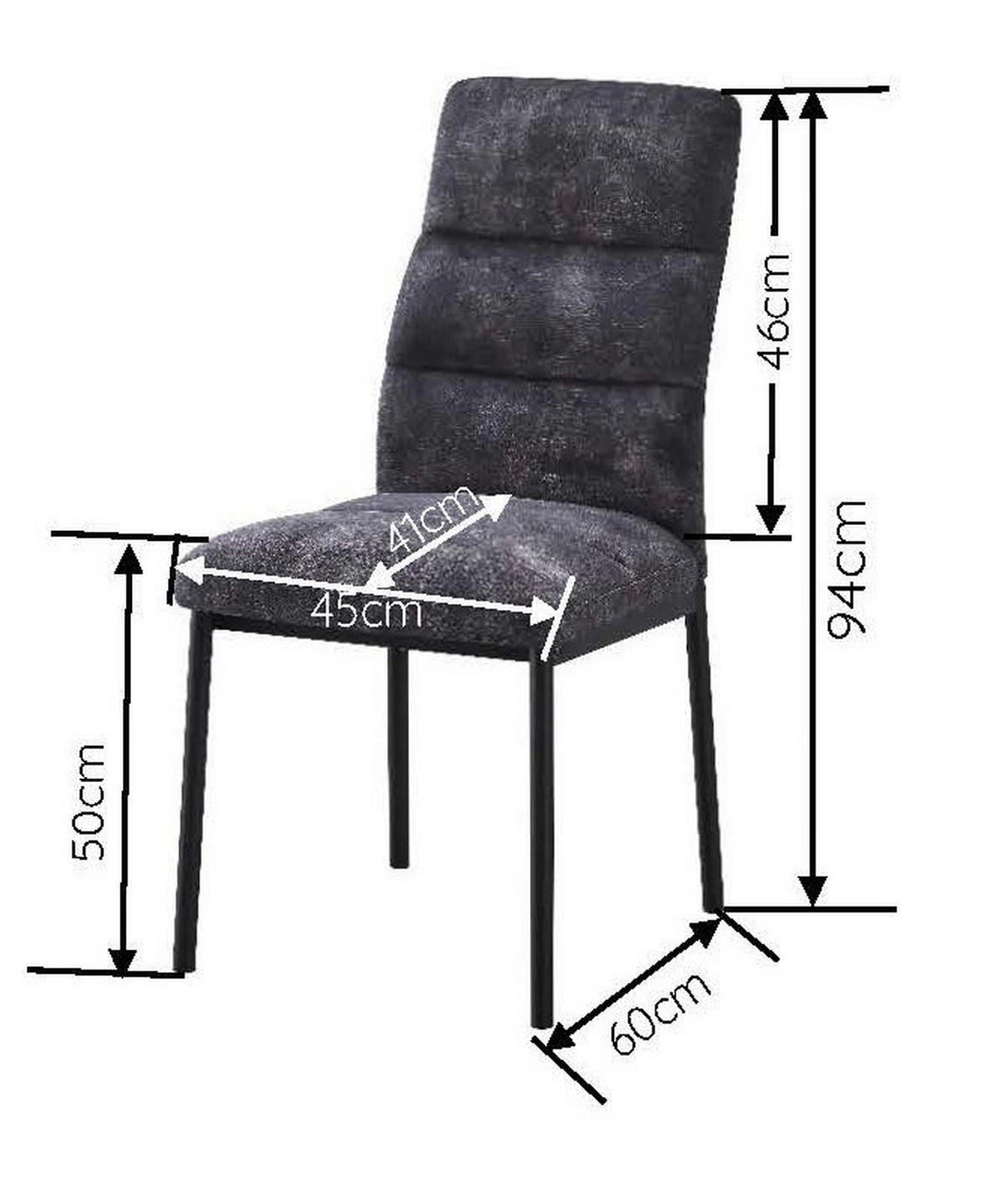 Stuhl Daniel anthrazit Microfaser B/H/T: ca. 45x94x60 cm Daniel - schwarz/anthrazit (45,00/94,00/60,00cm)