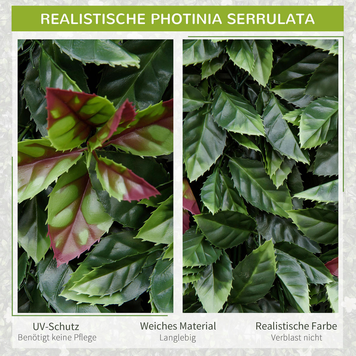 Outsunny Künstliche Hecke grün Kunststoff B/T/L: ca. 50x7x50 cm Künstliche_Hecke - grün (50,00/50,00cm) - Outsunny