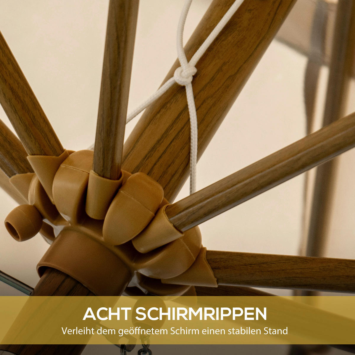 Outsunny Sonnenschirm mit 8 Rippen khaki Polyester B/H/L: ca. 265x235,5x265 cm Sonnenschirm_mit_8Rippen - khaki (265,00/265,00/235,50cm) - Outsunny