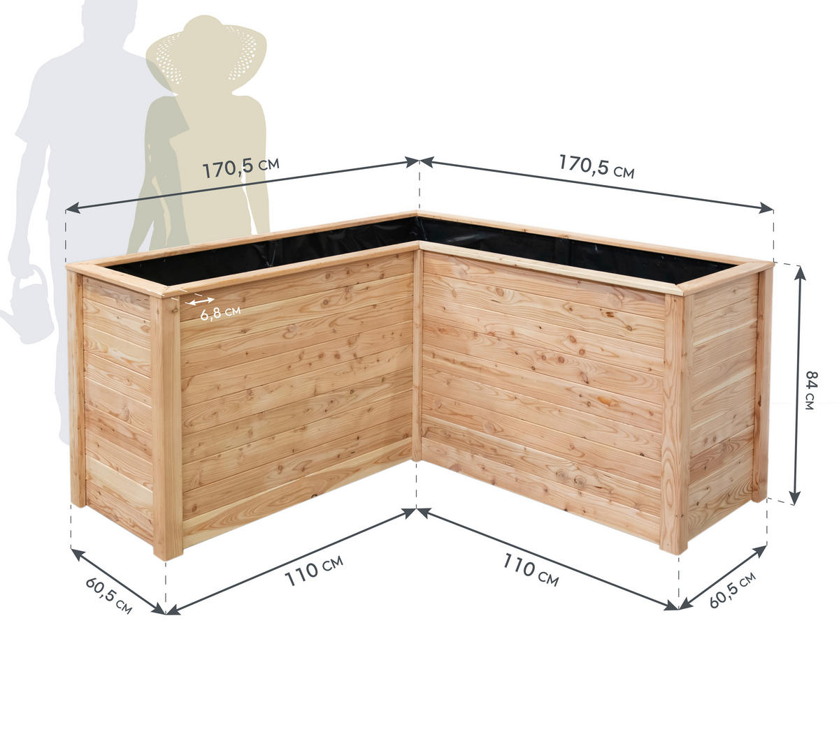 Westmann Hochbeet Klassik L natur Holz B/H/L: ca. 170x84x1705 cm Klassik L - natur (1705,00/170,00/84,00cm) - Westmann