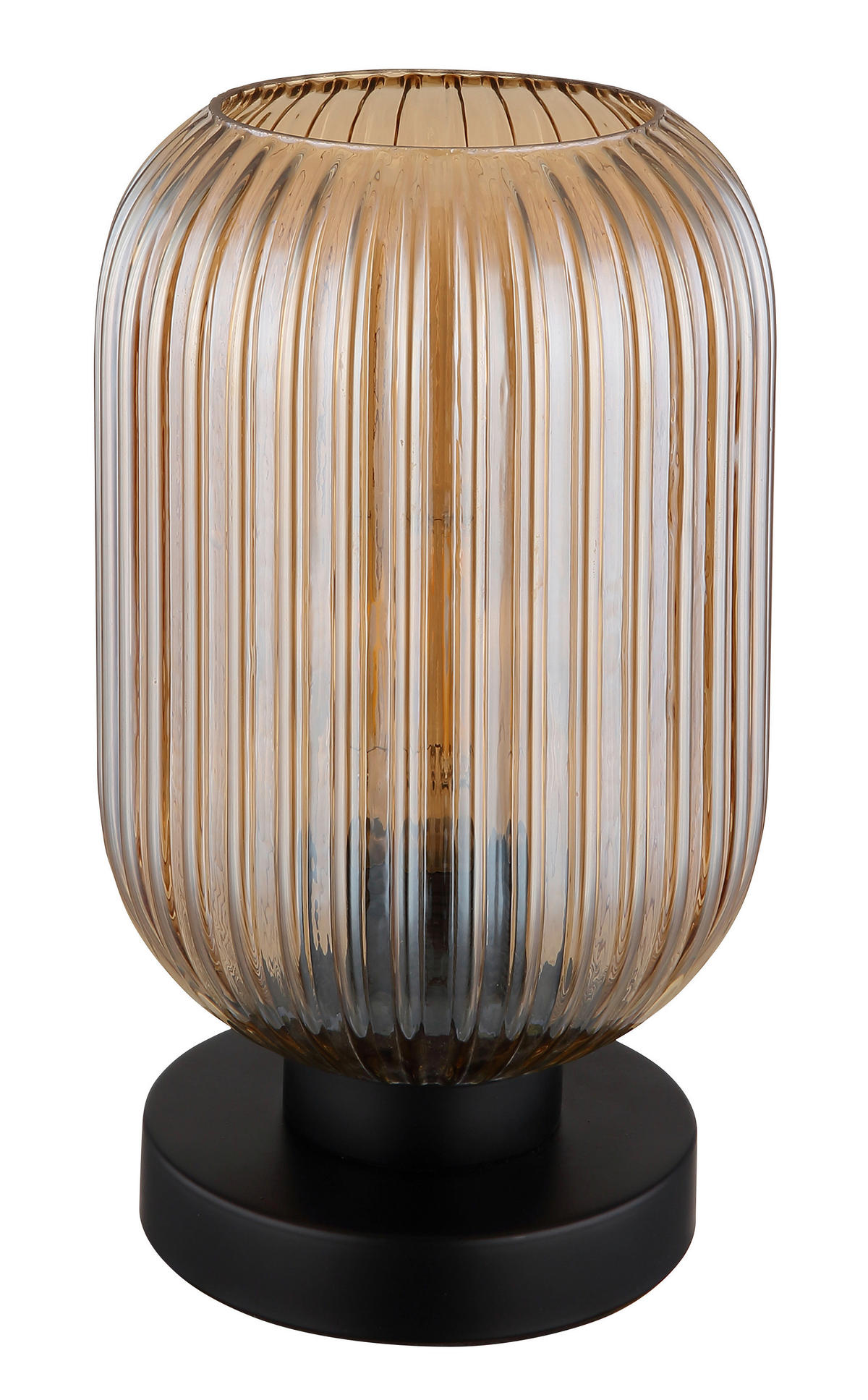 GLOBO Tischleuchte Normy 15469TA amber schwarz Glas Metall H: ca. 24 cm E27 1 Brennstellen Normy - schwarz/amber (24,00cm) - GLOBO