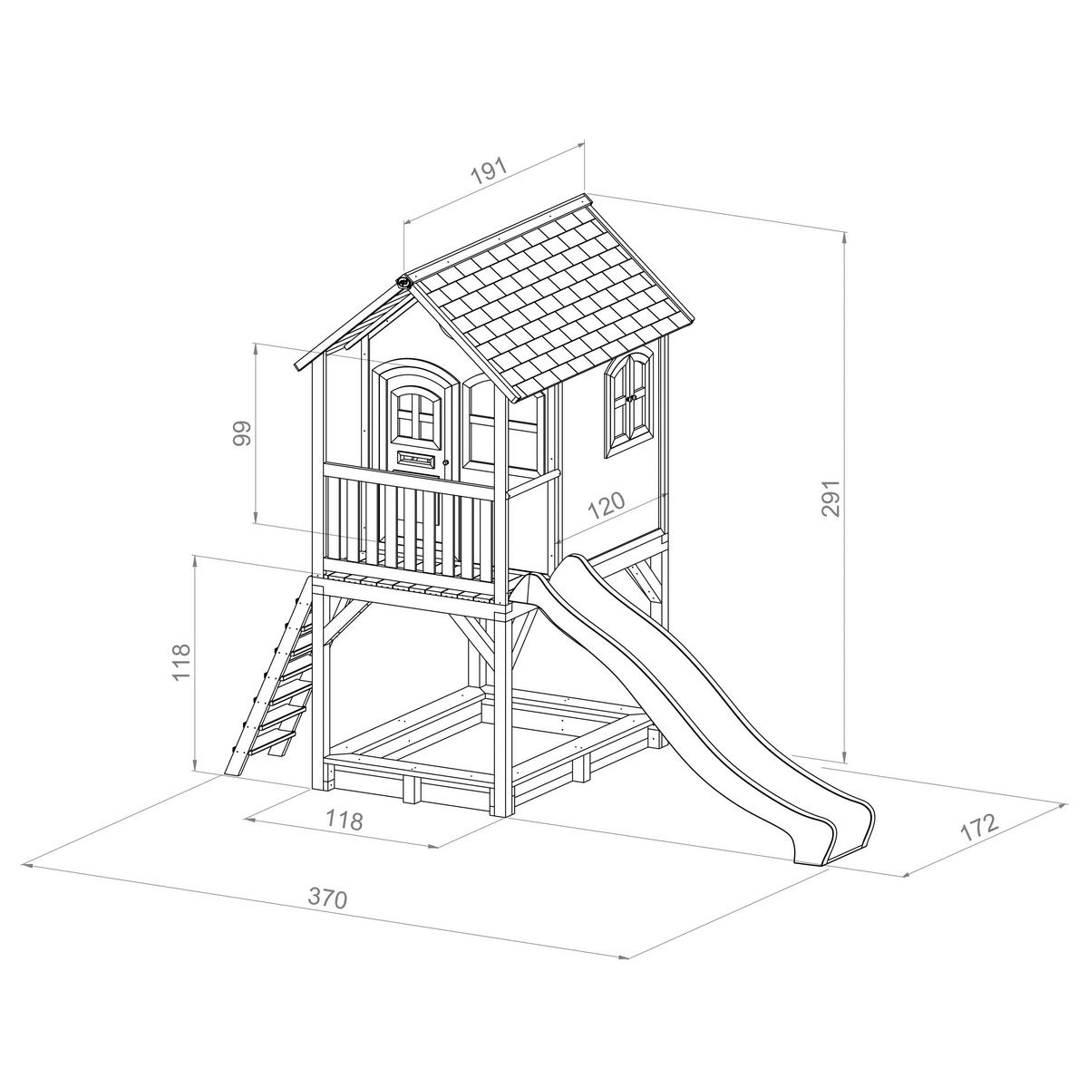 AXI Spielhaus Sarah braun B/H/L: ca. 370x291x191 cm Sarah - braun/weiß (191,00/370,00/291,00cm) - AXI