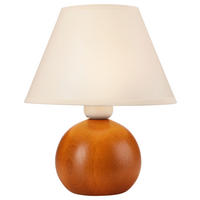 Lamkur Tischleuchte BALL 33082 rustikal Stoff Stahl Holz H/L: ca. 24x19 cm E27 1 Brennstellen Ball - rustikal (19,00cm) - Lamkur