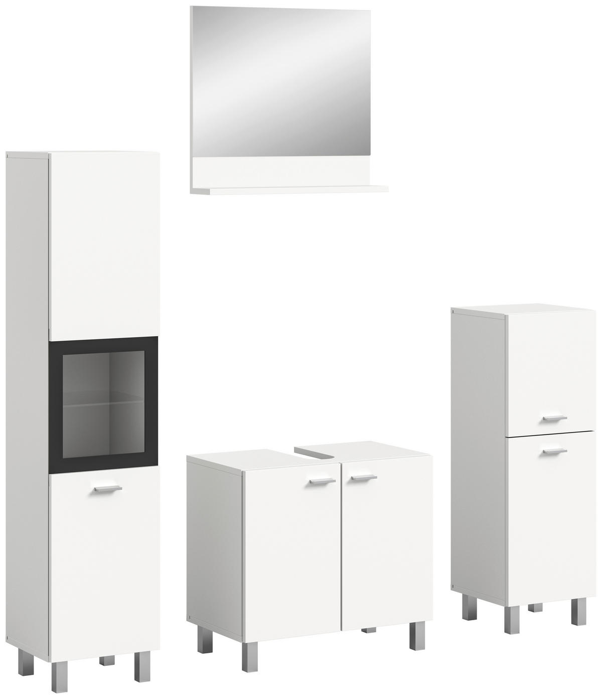 Badezimmer-Set BOSTON weiß schwarz B/H/T: ca. 137x186x33 cm BOSTON - weiß/schwarz (137,00/186,00/33,00cm) - xonox.home