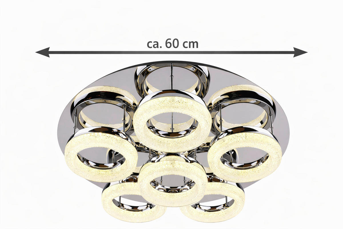 POCOline Deckenleuchte Espen Chrom Metall Acryl D: ca. 60 cm Espen - Chrom (60,00cm) - POCOline