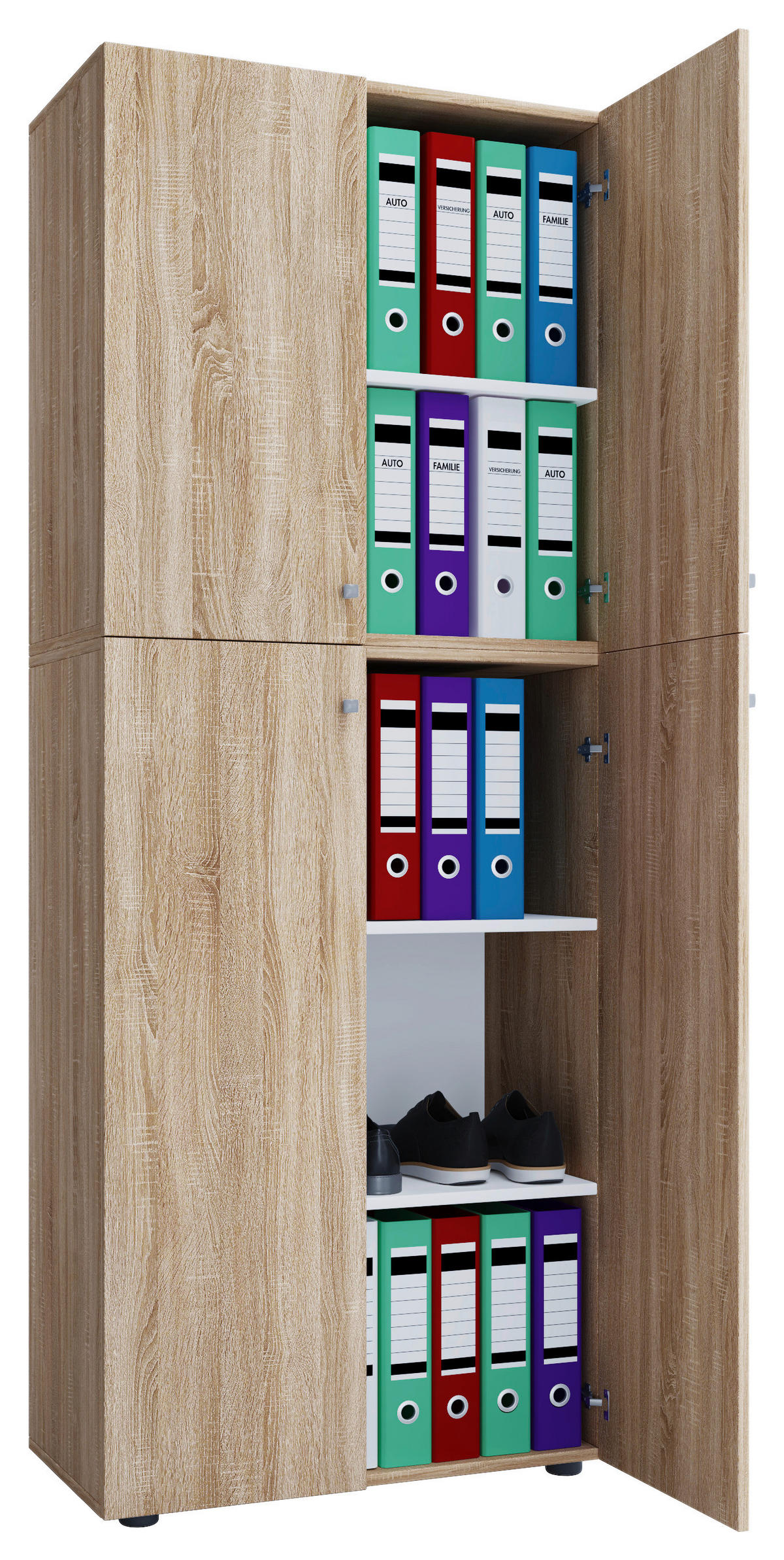 Büroschrank Lona XXL Eiche Sonoma Nachbildung weiß B/H/T: ca. 70x183x39 cm Lona XXL - Eiche/weiß (70,00/183,00/39,00cm) - VCM Möbel