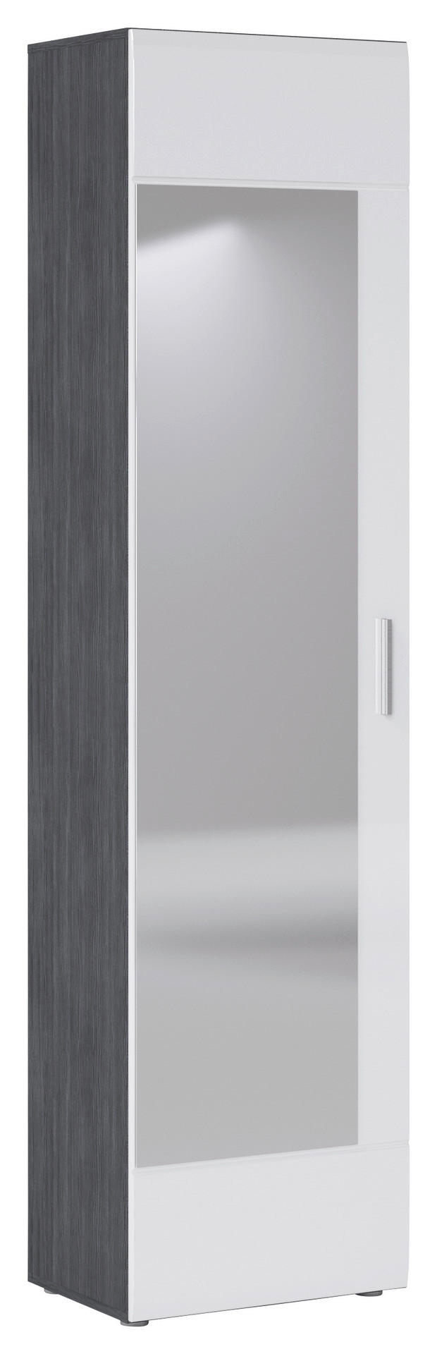 Garderobenschrank Salve Rauchsilber Nachbildung weiß Hochglanz B/H/T: ca. 50x198x35 cm Salve - weiß (50,00/198,00/35,00cm)