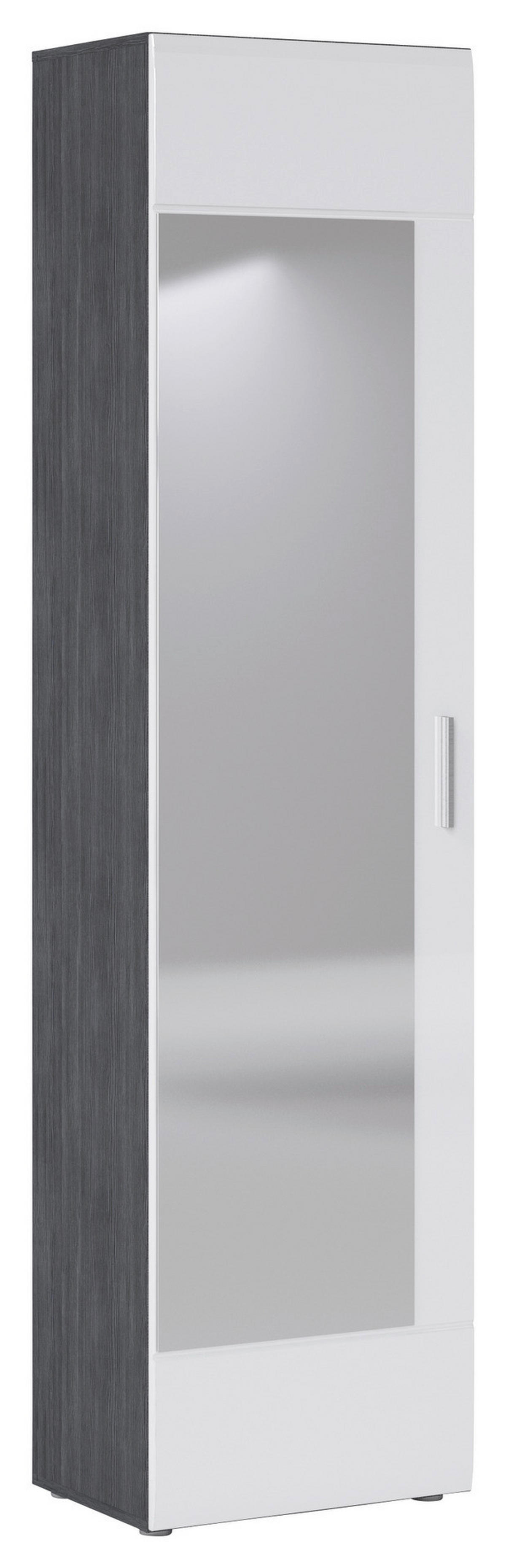 Garderobenschrank Salve Rauchsilber Nachbildung weiß Hochglanz B/H/T: ca. 50x198x35 cm Salve - weiß (50,00/198,00/35,00cm)