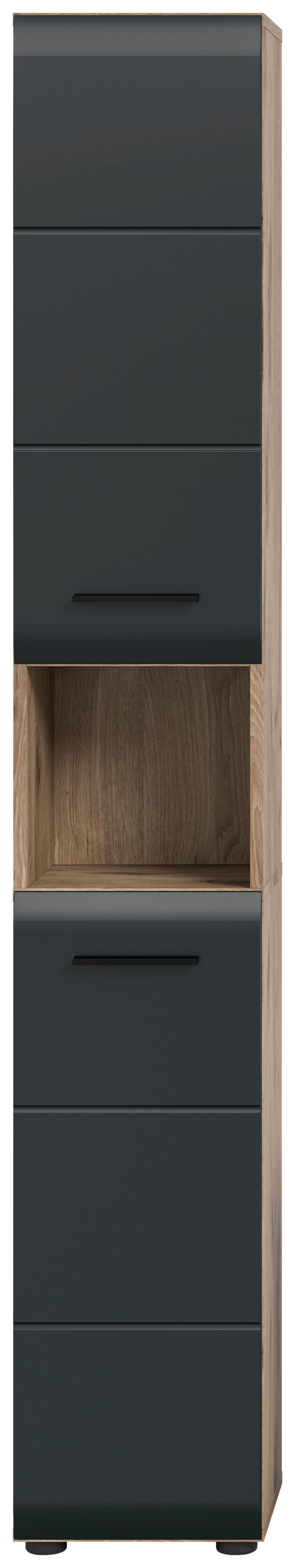 Hochschrank Ice Nox Oak Nachbildung schwarz matt B/H/T: ca. 30x185x30 cm Ice - schwarz (30,00/185,00/30,00cm) - xonox.home