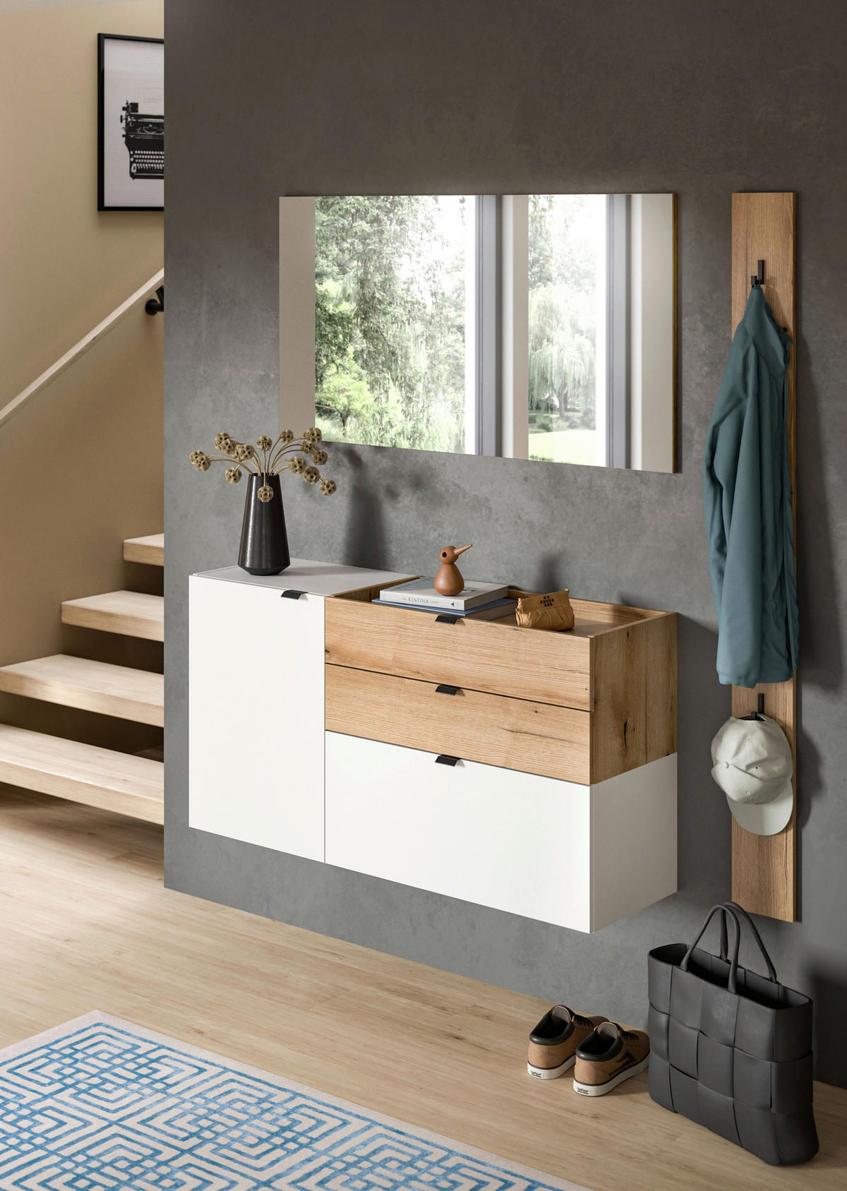 Hängeschuhschrank Naro weiß Evoke Oak Nachbildung B/H/T: ca. 120x64x37 cm Naro - weiß (120,00/64,00/37,00cm) - xonox.home