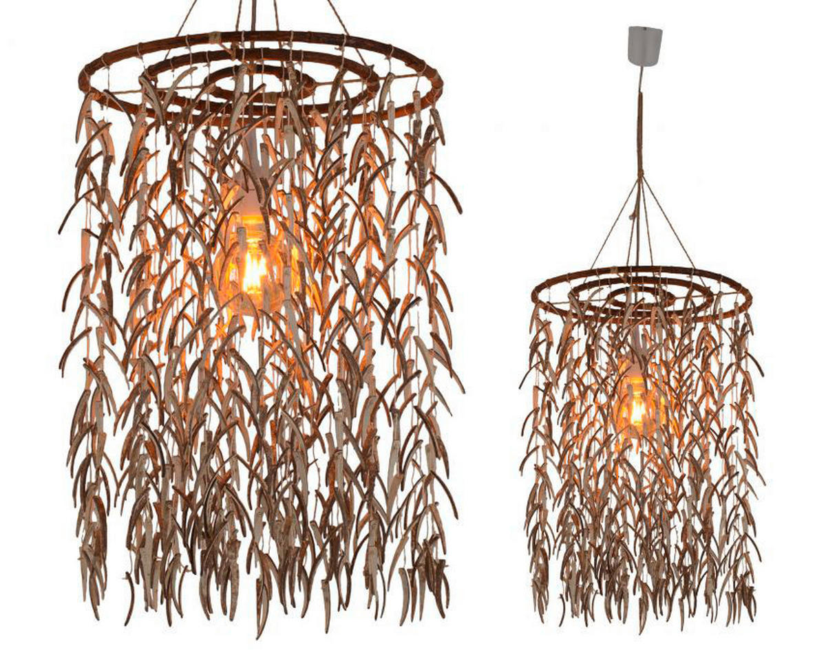 Näve Leuchten Pendelleuchte NV6122911 beige Rattan B/H/L: ca. 40x55x120 cm E27 14 Brennstellen Kokos - beige (120,00/40,00/55,00cm) - Näve Leuchten