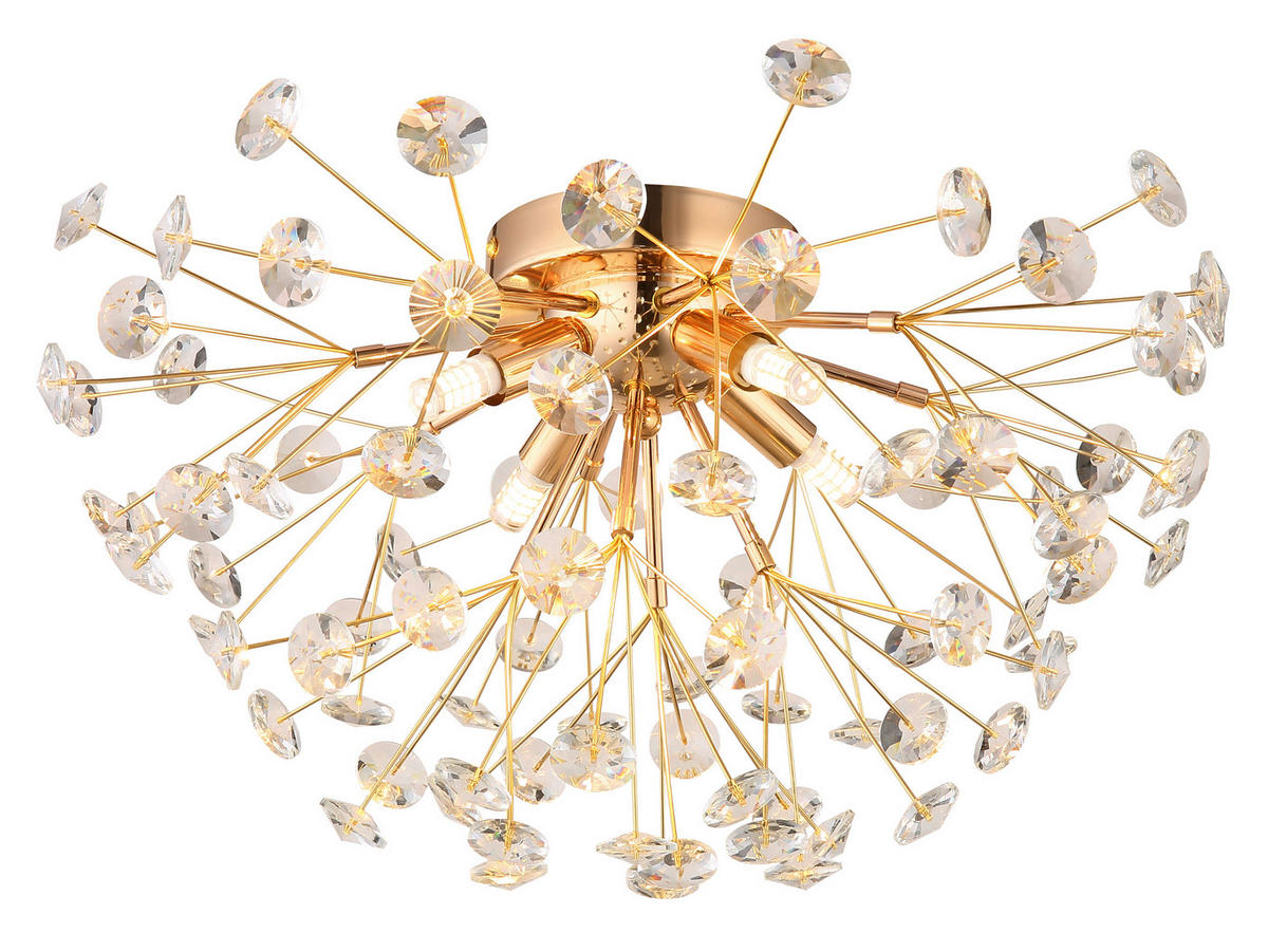 GLOBO LED-Deckenleuchte gold klar Metall H/D: ca. 25x45 cm 4 Brennstellen KATRINA - gold/klar (45,00/25,00cm) - GLOBO