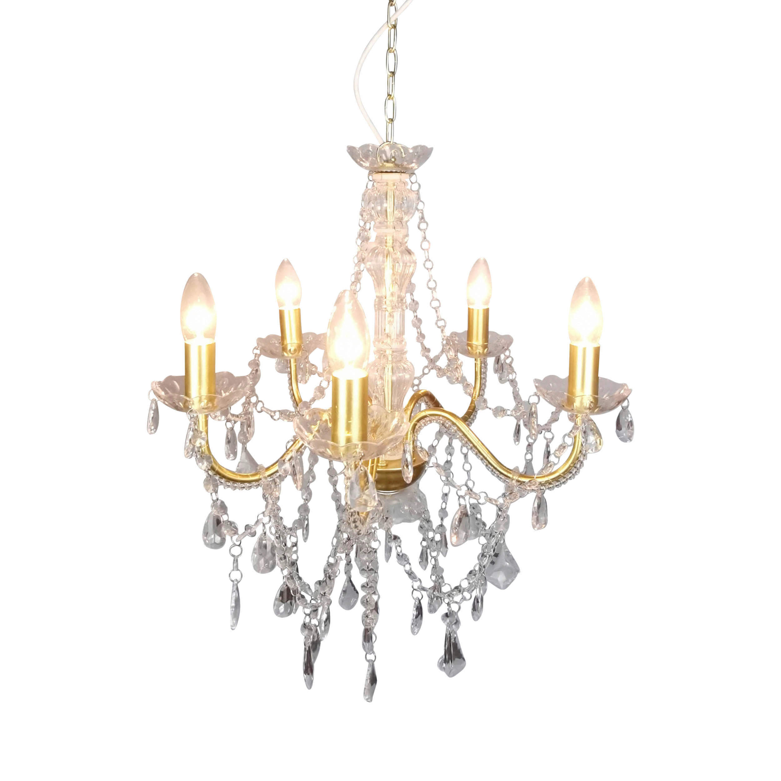 Näve Leuchten Pendelleuchte gold Metall Kunststoff B/H/T: ca. 52x85x52 cm E14 5 Brennstellen Cecilia - gold (52,00/85,00/52,00cm) - Näve Leuchten