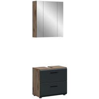 Badezimmer-Set Ice Nox Oak Nachbildung schwarz matt B/H/T: ca. 60x185x30 cm Ice - schwarz (60,00/185,00/30,00cm) - xonox.home