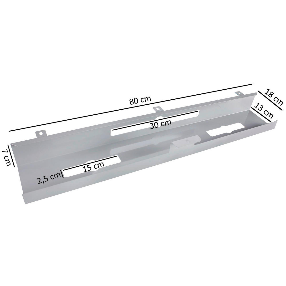 Zubehör silber Metall B/H/T: ca. 80x7x13 cm Kabelkanal Schreibtisch - silber (80,00/7,00/13,00cm) - Amstyle