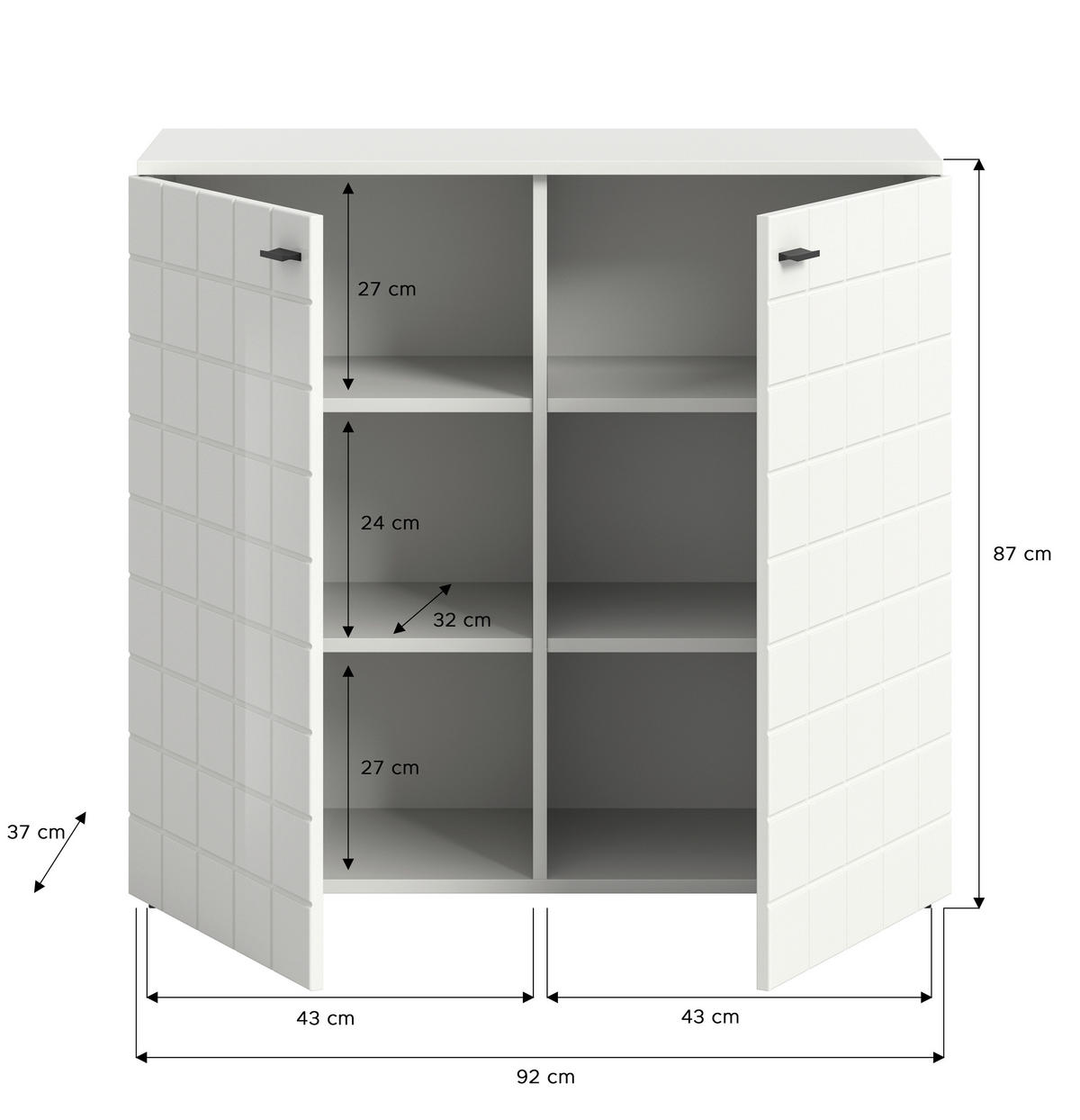 Kommode Monte weiß weiß Hochglanz B/H/T: ca. 92x86x37 cm Monte - weiß (92,00/86,00/37,00cm)