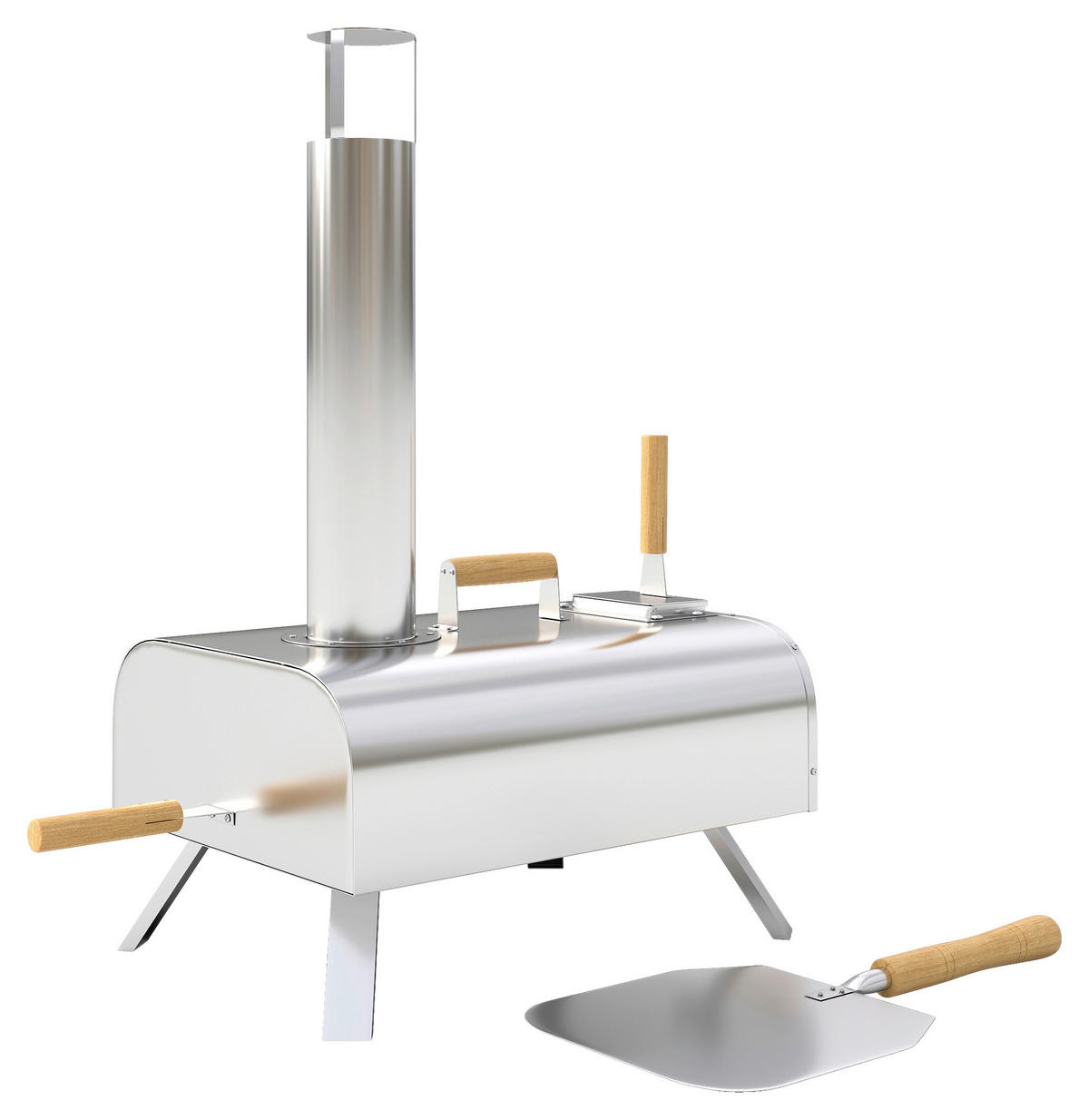 Outsunny Pizzaofen Edelstahl B/H/L: ca. 36x75x79 cm Pizzaofen - silber (79,00/36,00/75,00cm) - Outsunny