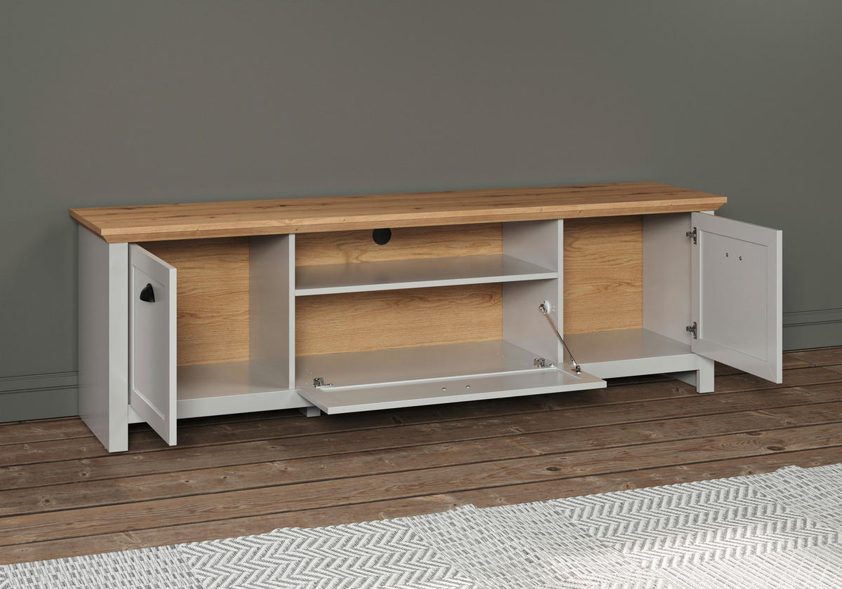 TV-Lowboard Landside Lichtgrau Eiche Artisan Nachbildung B/H/T: ca. 171x53x41 cm Landside - Lichtgrau/Eiche (171,00/53,00/41,00cm) - Trendteam