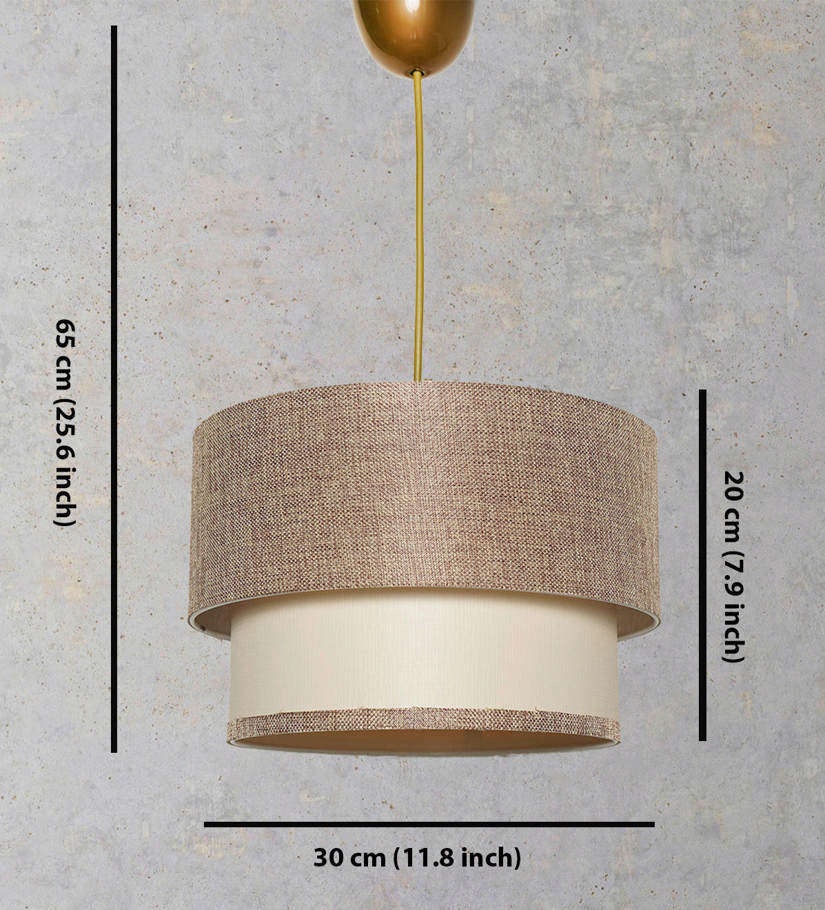 Thumbnail - Opviq Pendelleuchte beige creme Baumwolle Metall B/H/L: ca. 30x65x30 cm E27 1 Brennstellen