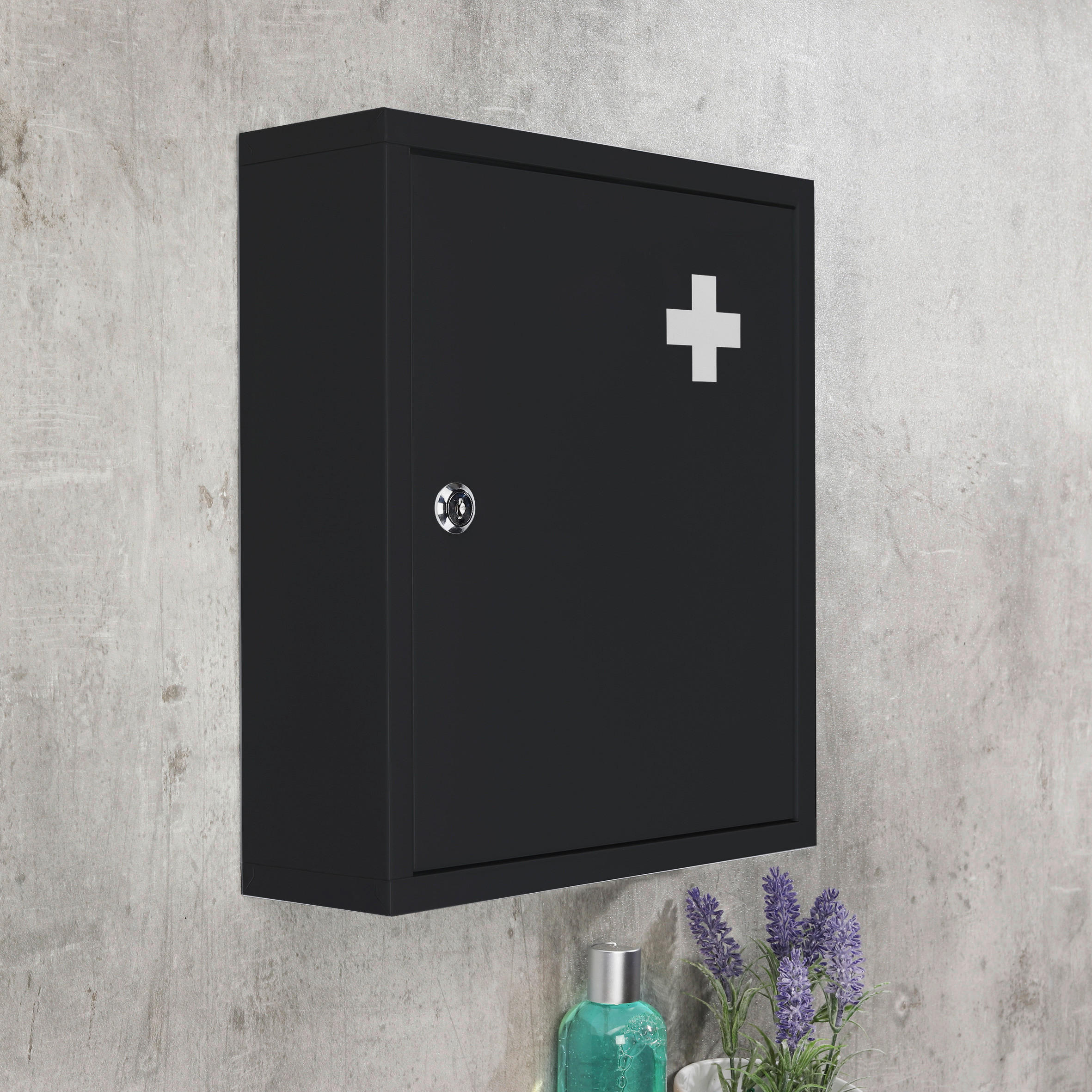 Medizinschrank mattschwarz Stahl B/H/L: ca. 11,2x36,8x32 cm Medizinschrank - mattschwarz (32,00/11,20/36,80cm)