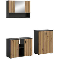 Badezimmer-Set Mone Basalt Nachbildung Artisan Oak Nachbildung B/H/T: ca. 155x180x30 cm Mone - Basalt (155,00/180,00/30,00cm) - xonox.home