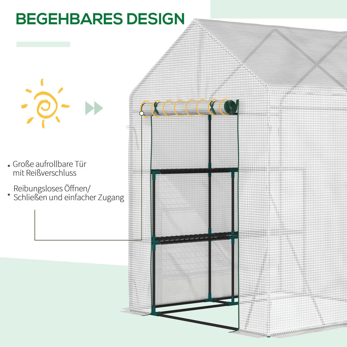 Outsunny Gewächshaus B/H/L: ca. 143x195x143 cm Gewächshaus - weiß (143,00/143,00/195,00cm) - Outsunny