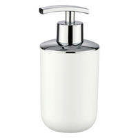 Seifenspender weiß silber Kunststoff B/H/L/D: ca. 7,3x16x9x7 cm Seifenspender_Brasil weiß - weiß/silber (9,00/7,30/16,00cm) - WENKO