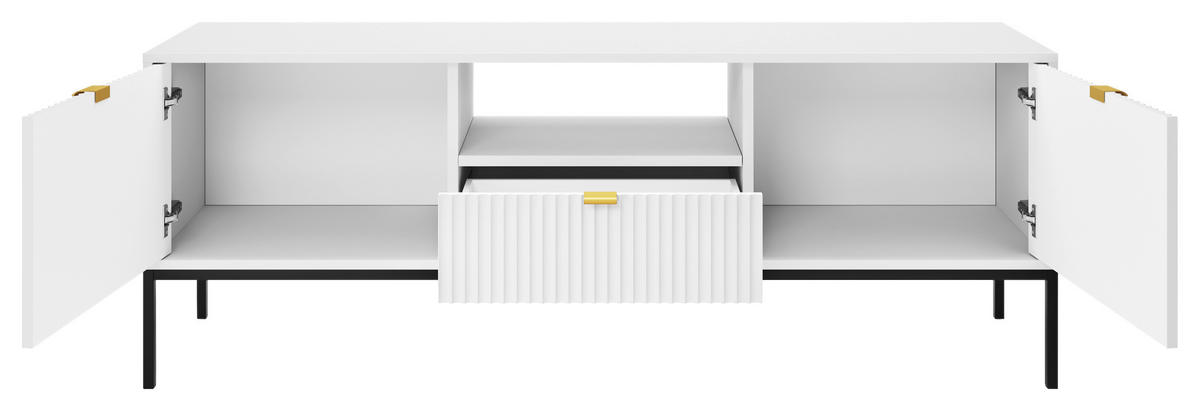 TV-Lowboard TV LOWBOARD AURA AU01 weiß schwarz gold Optik B/H/T: ca. 154x56x39 cm TV LOWBOARD AURA AU01 - gold/weiß (154,00/56,00/39,00cm) - WIPMEB