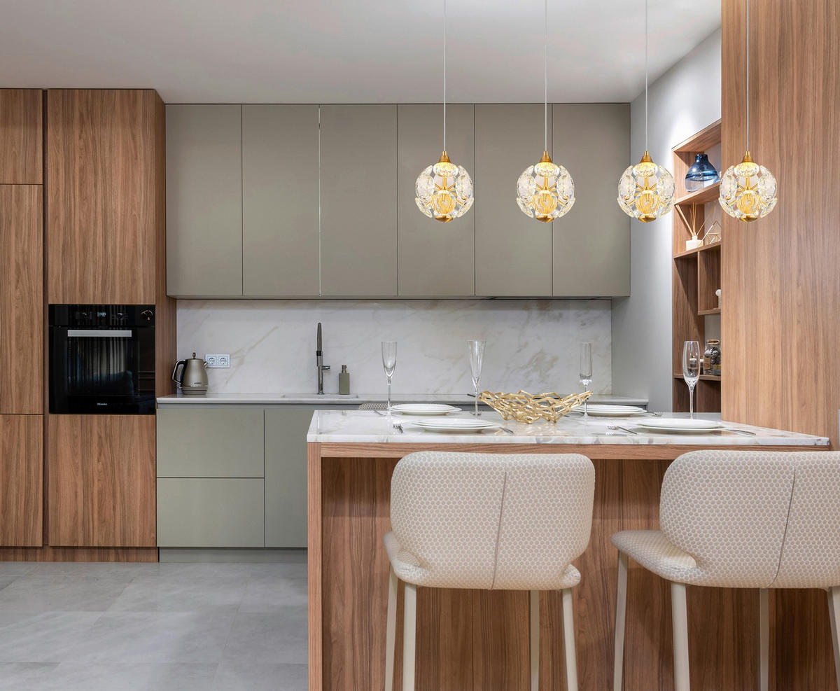 GLOBO Pendelleuchte VIRINA - gold/klar (93,00/15,00/150,00cm) - GLOBO