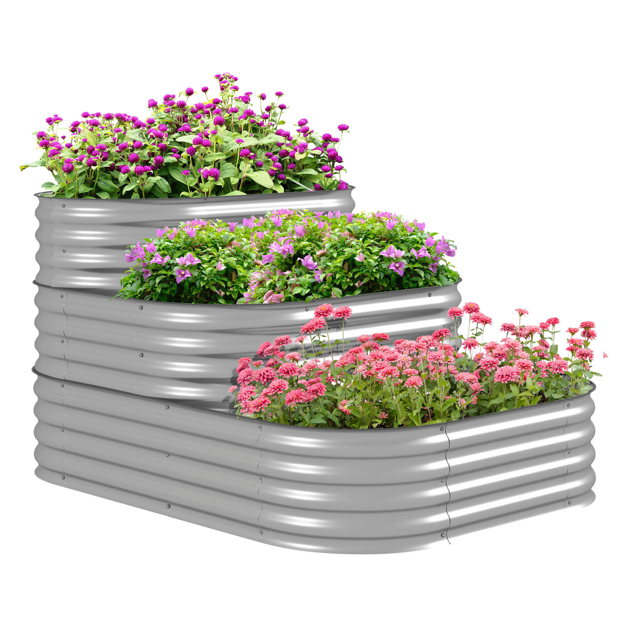 Outsunny Hochbeet silber Polypropylen B/H/L: ca. 109x158x82 cm Hochbeet - silber (82,00/109,00/158,00cm) - Outsunny