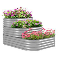 Outsunny Hochbeet silber Polypropylen B/H/L: ca. 109x158x82 cm Hochbeet - silber (82,00/109,00/158,00cm) - Outsunny