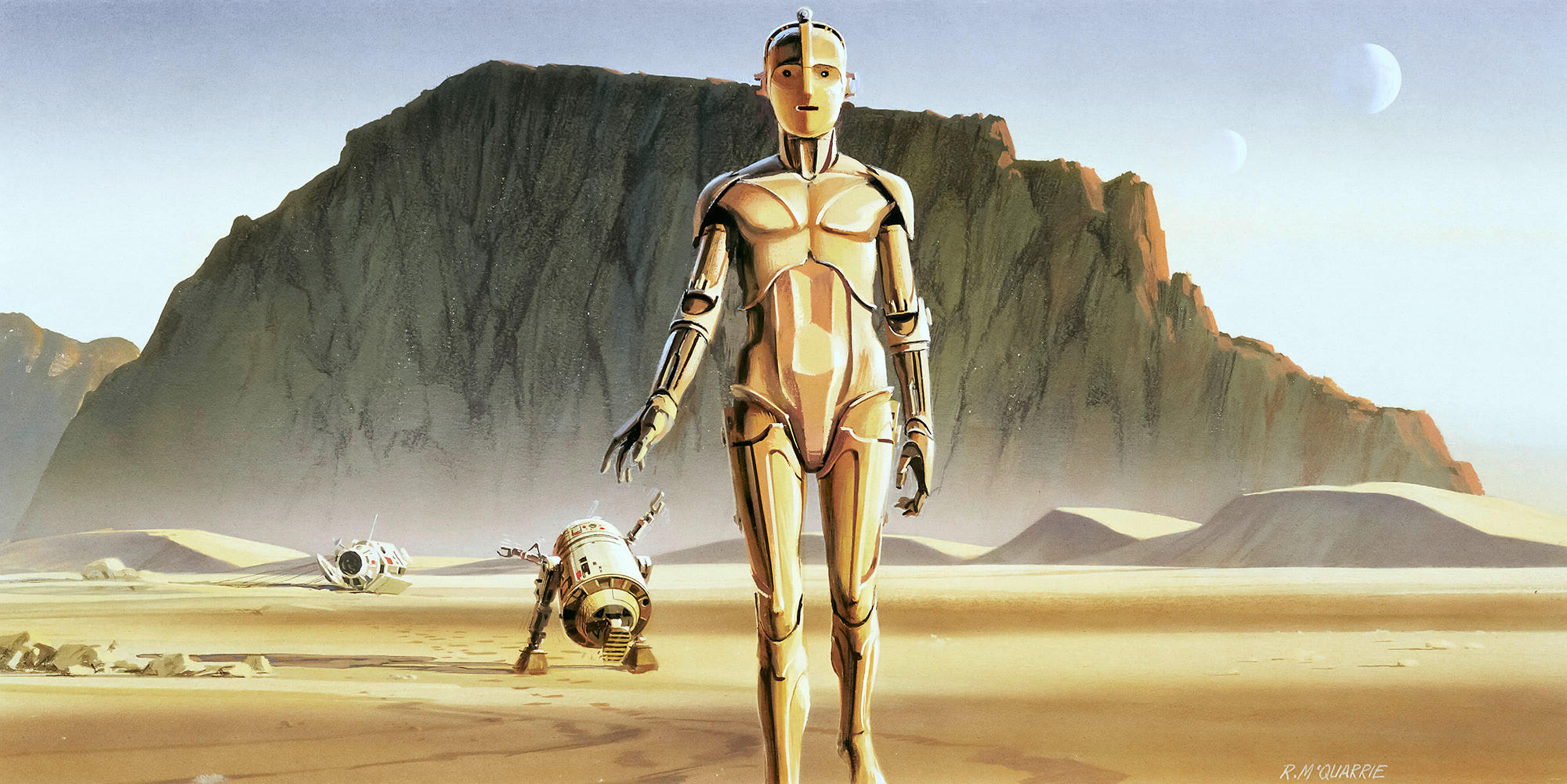 Komar Fototapete Star Wars Classic RMQ Droids, glatt, futuristisch, mehrfarbig, Weltall, (Packung)
