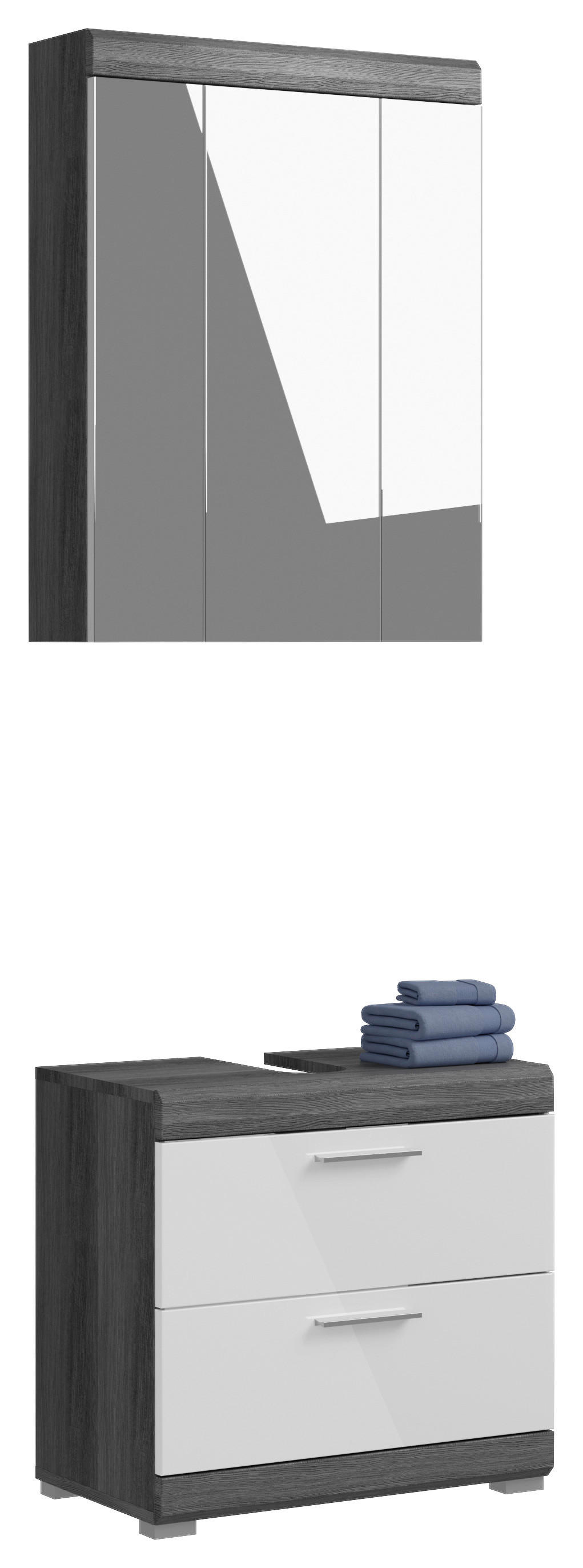 Badezimmer-Set Scout Rauchsilber Nachbildung weiß Hochglanz B/H/T: ca. 60x191x34 cm Scout - weiß (60,00/191,00/34,00cm) - xonox.home